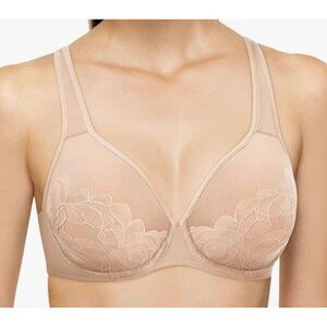 Wacoal 855225 Stark Beauty Beige Lace Underwire Bra Size 34D